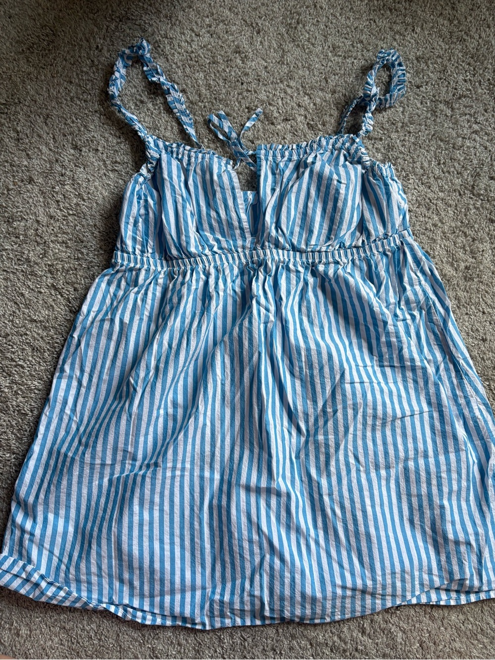 aerie Blue and White Striped Tank Sundress